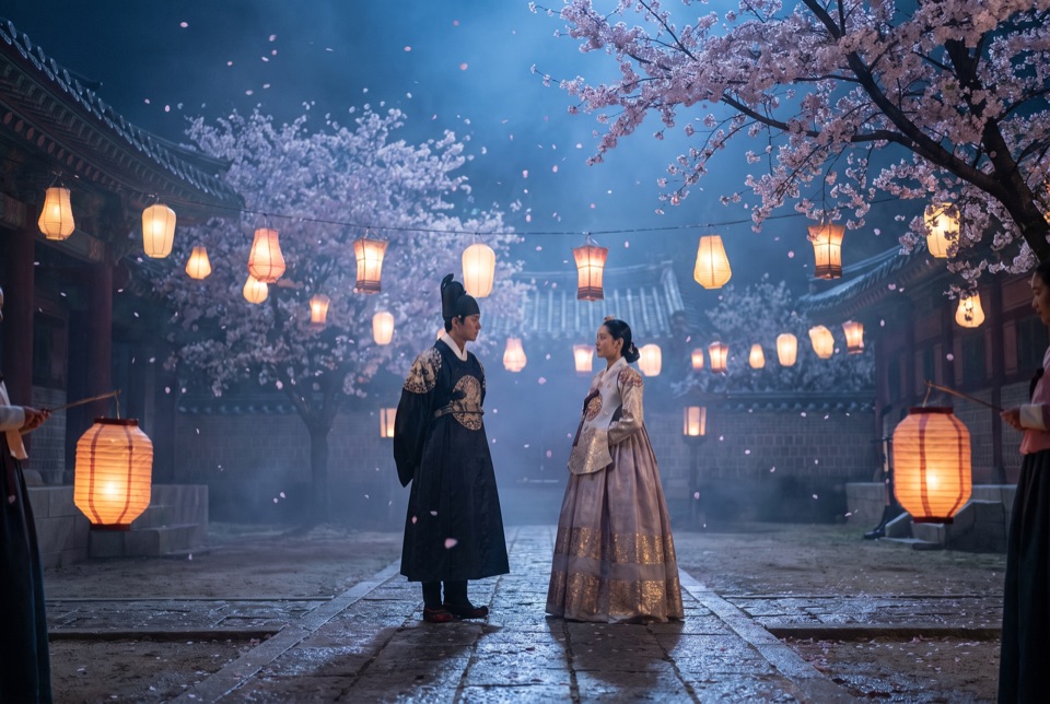 Still 01 — palace courtyard, night