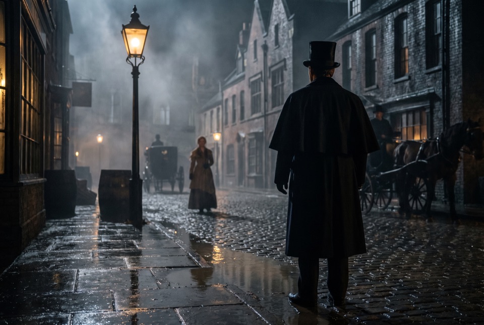Still 02 — lantern street, rain